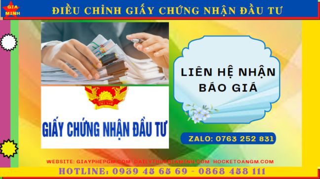 Chi phí dịch vụ điều chỉnh giấy chứng nhận đầu tư ở Bình Phước