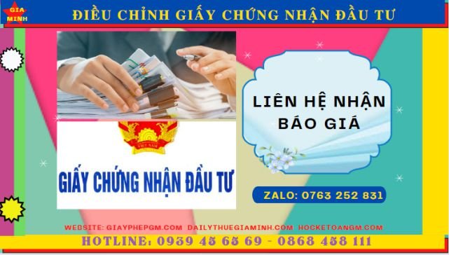 Chi phí dịch vụ điều chỉnh giấy chứng nhận đầu tư ở Huế