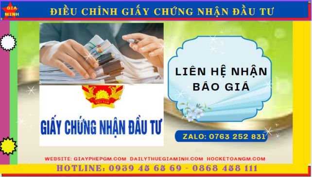Chi phí dịch vụ điều chỉnh giấy chứng nhận đầu tư ở Phú Thọ