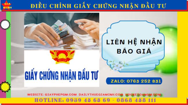 Chi phí dịch vụ điều chỉnh giấy chứng nhận đầu tư ở Thái Nguyên