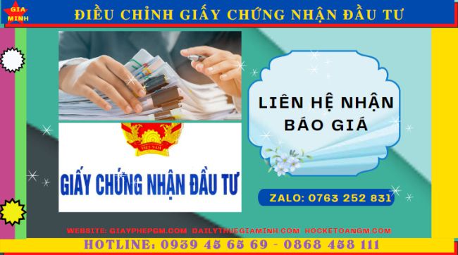 Chi phí dịch vụ điều chỉnh giấy chứng nhận đầu tư ở TT Huế