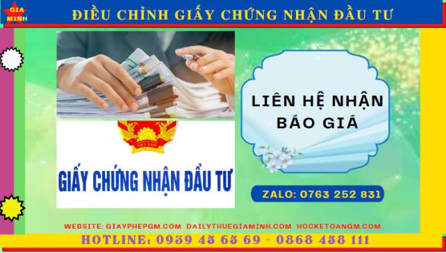 Chi phí dịch vụ điều chỉnh giấy chứng nhận đầu tư ở Tuyên Quang