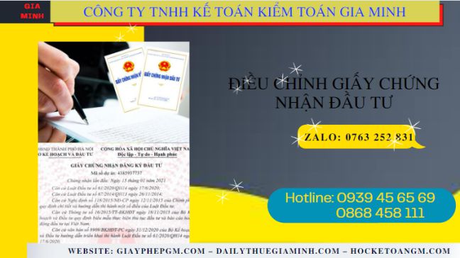 Dịch vụ điều chỉnh giấy chứng nhận đầu tư tại Bình Định