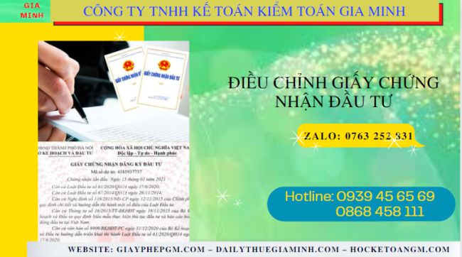 Dịch vụ điều chỉnh giấy chứng nhận đầu tư tại Thái Nguyên