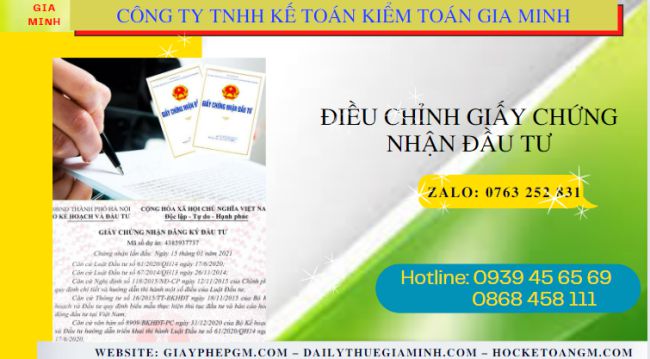 Dịch vụ điều chỉnh giấy chứng nhận đầu tư tại Thanh Hóa