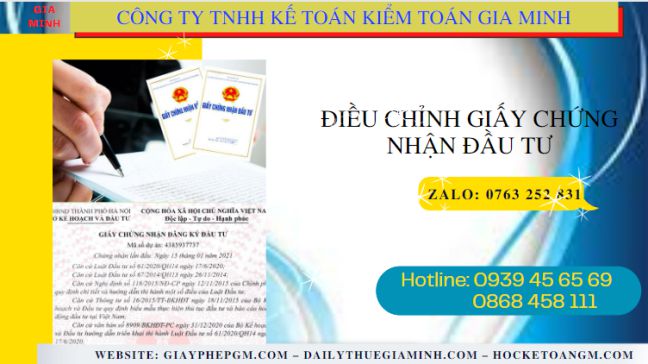 Dịch vụ điều chỉnh giấy chứng nhận đầu tư tại Thành Phố Cần Thơ