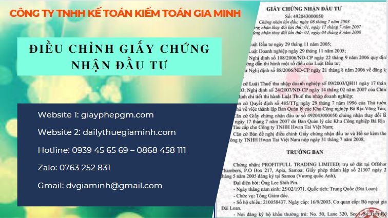 Điều chỉnh giấy chứng nhận đầu tư tại Bắc Ninh 14 Thay đổi giấy chứng nhận đầu tư tại Bắc Ninh