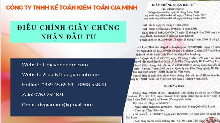 Thay đổi giấy chứng nhận đầu tư tại Cần Thơ