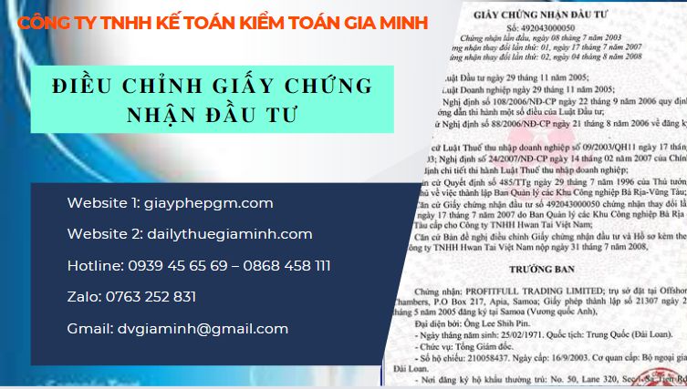 Thay đổi giấy chứng nhận đầu tư tại Đà Nẵng