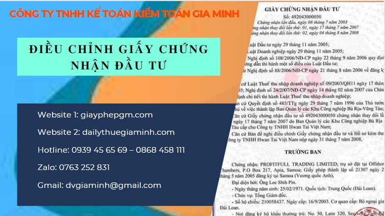 Thay đổi giấy chứng nhận đầu tư tại Đắk Nông