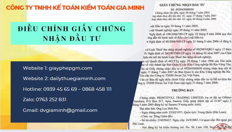 Thay đổi giấy chứng nhận đầu tư tại Kon Tum