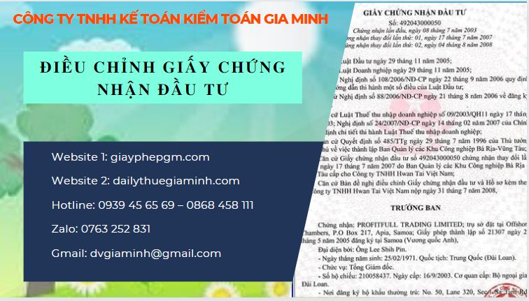 Điều chỉnh giấy chứng nhận đầu tư tại Lai Châu 14 Thay đổi giấy chứng nhận đầu tư tại Lai Châu