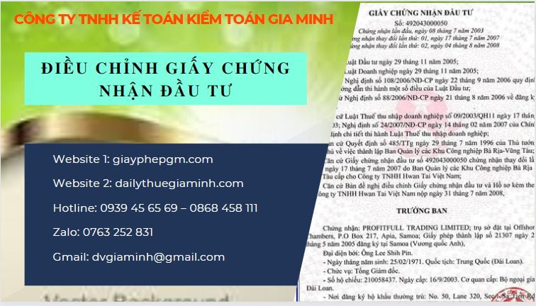 Thay đổi giấy chứng nhận đầu tư tại Quảng Ninh