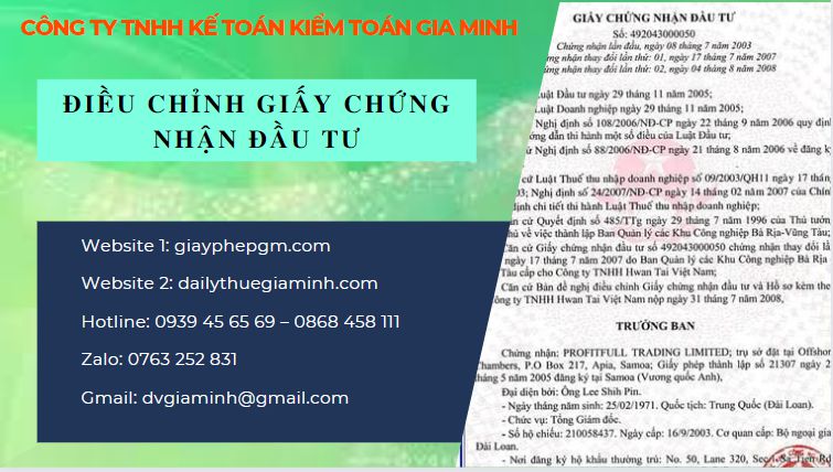 Thay đổi giấy chứng nhận đầu tư tại Sơn La