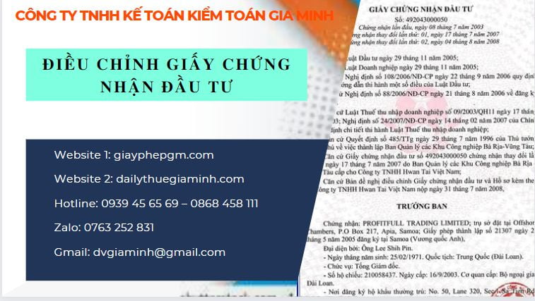Thay đổi giấy chứng nhận đầu tư tại Tây Ninh