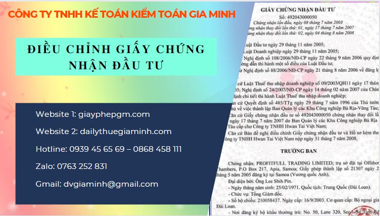 Thay đổi giấy chứng nhận đầu tư tại Thái Nguyên