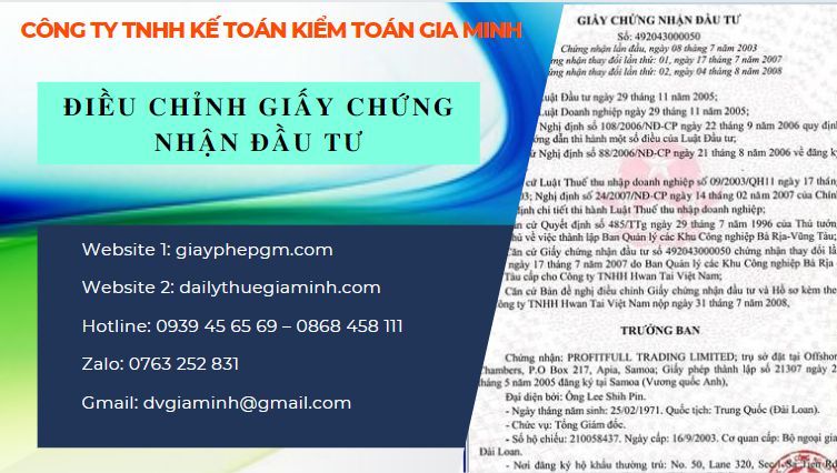 Thay đổi giấy chứng nhận đầu tư tại Tuyên Quang