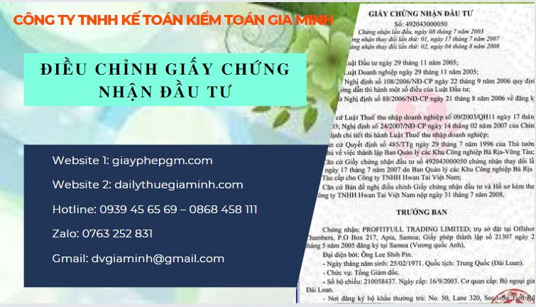 Thay đổi giấy chứng nhận đầu tư tại Yên Bái