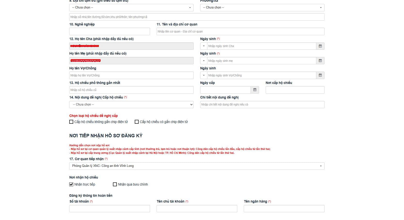 Tải ảnh, xác nhận thông tin và chọn nơi nhận kết quả