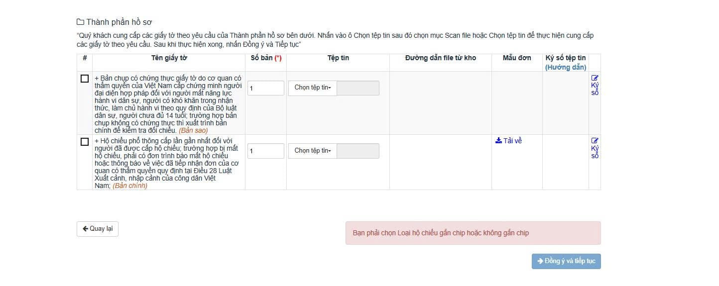 Xác nhận hồ sơ và chuẩn bị thanh toán lệ phí