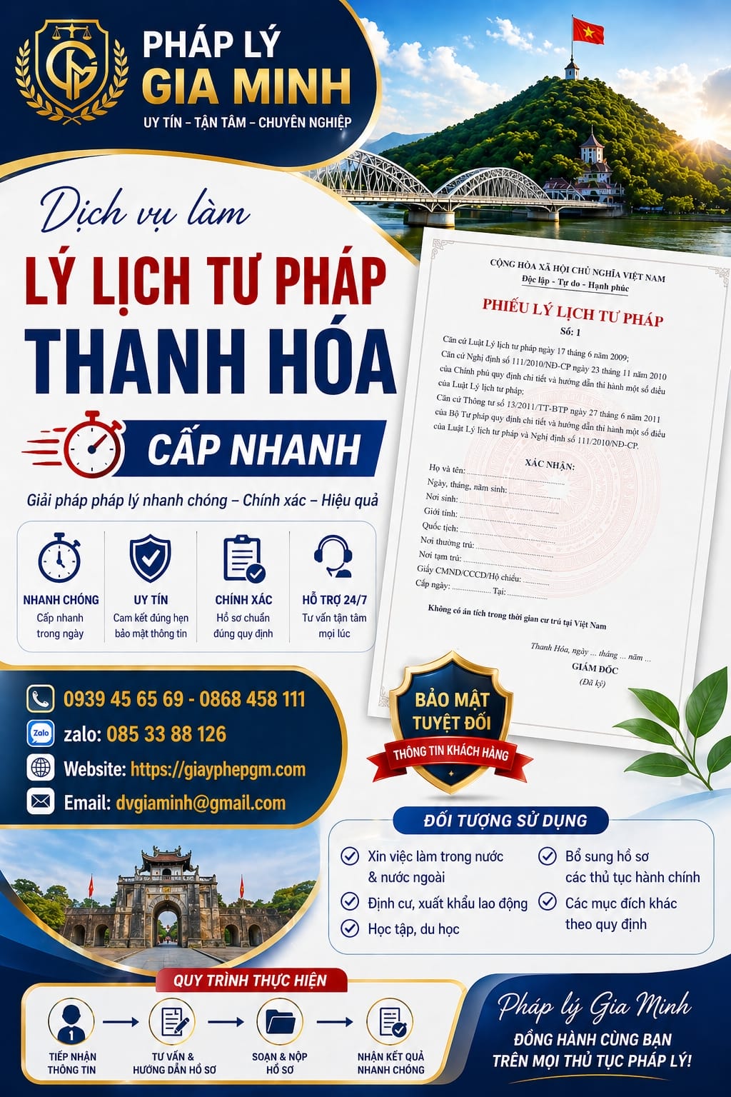 Dịch vụ lý lịch tư pháp Thanh Hóa uy tín