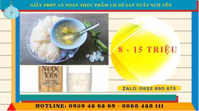 Dịch vụ hướng dẫn đăng ký giấy chứng nhận attp cho cơ sở sản xuất nước yến 7 Chi phí cấp giấy chứng nhận an toàn thực phẩm cho cơ sở sản xuất yến sào