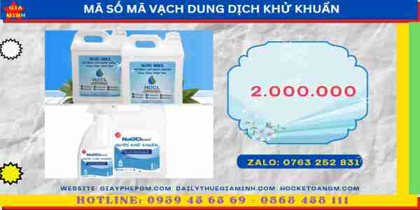 Mã số mã vạch dung dịch khử khuẩn 13 Chi phí đăng ký mã số mã vạch dung dịch khử khuẩn