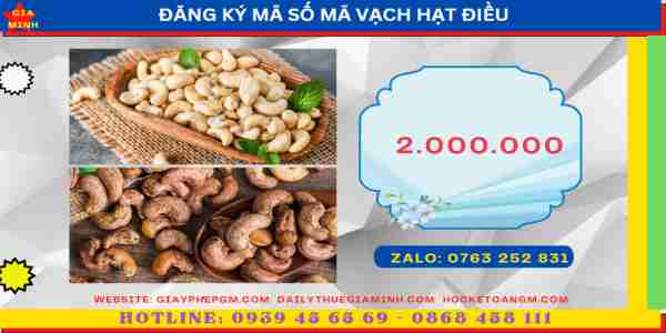 Đăng ký mã số mã vạch hạt điều 12 Chi phí đăng ký mã số mã vạch sản phẩm hạt điều