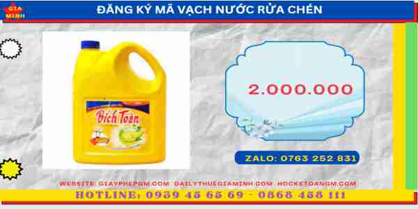 Chi phí đăng ký MSMV nước rửa chén
