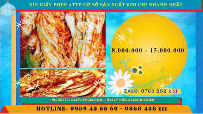 Xin giấy phép ATTP cơ sở sản xuất kim chi nhanh nhất 5 Chi phí xin giấy phép an toàn thực phẩm cơ sở kim chi