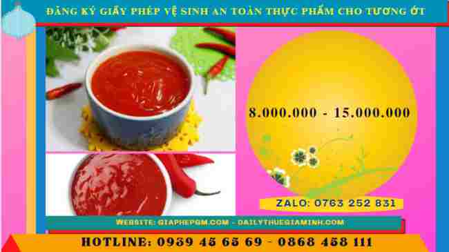 Đăng ký giấy phép vệ sinh an toàn thực phẩm cho tương ớt 11 Chi phí xin giấy phép an toàn thực phẩm cơ sở tương ớt