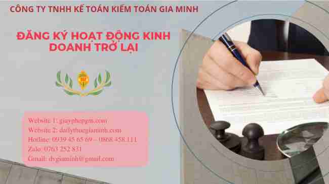 THỦ TỤC ĐĂNG KÝ HOẠT ĐỘNG KINH DOANH TRỞ LẠI 1 Hoạt động trở lại trước thời hạn