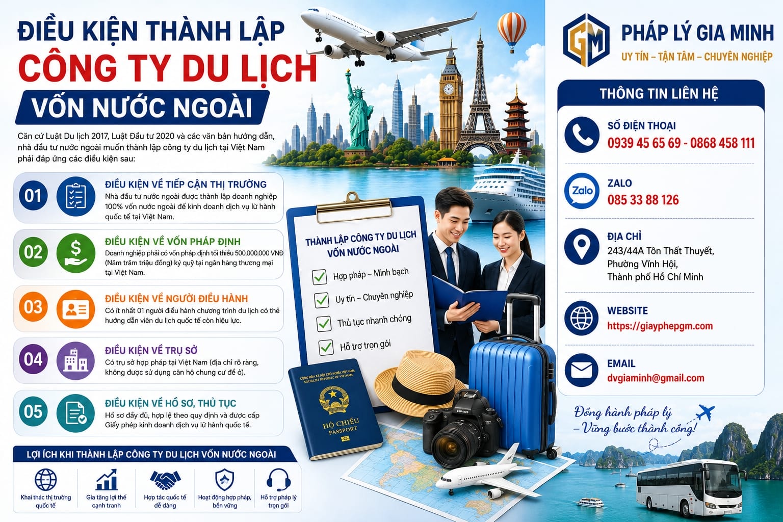 Điều kiện thành lập công ty du lịch vốn nước ngoài