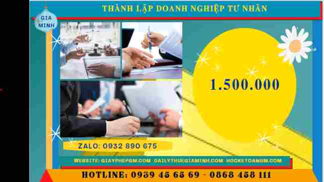CÁC BƯỚC THÀNH LẬP DOANH NGHIỆP TƯ NHÂN 6 Chi phí thực hiện thủ tục thành lập doanh nghiệp tư nhân