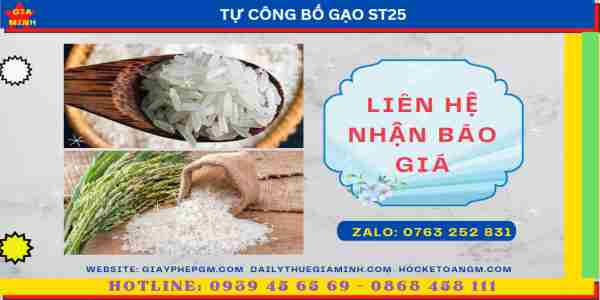 Tự công bố gạo ST25 13 Chi phí tự công bố chất lượng gạo ST25