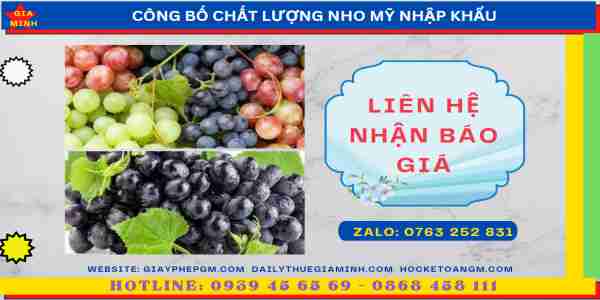 Chi phí tự công bố chất lượng nho mỹ nhập khẩu