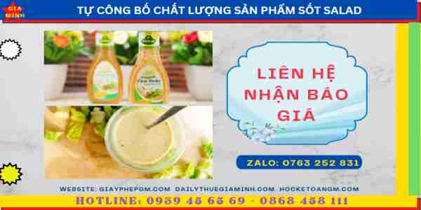Chi phí tự công bố sản phẩm sốt salad