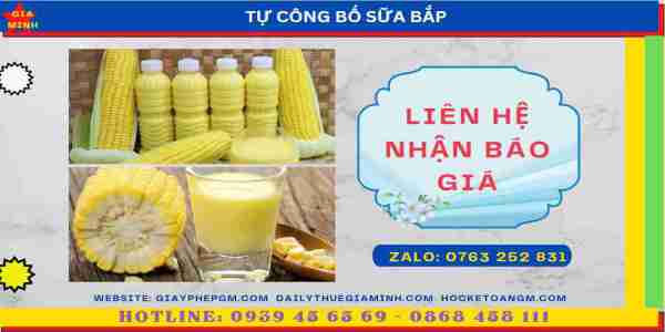 TỰ CÔNG BỐ SỮA BẮP 5 Chi phí tự công bố sữa bắp
