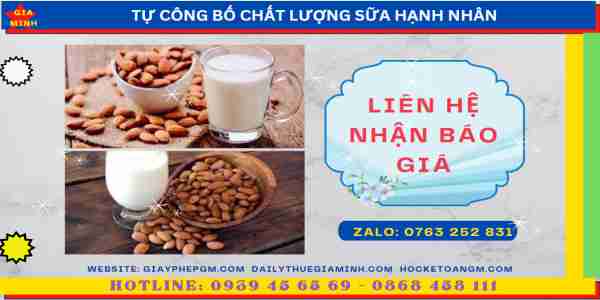 Tự công bố chất lượng sữa hạnh nhân 13 Chi phí tự công bố sữa hạnh nhân