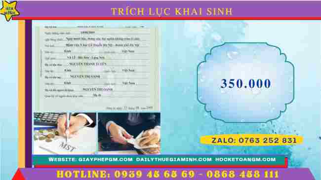 Hướng dẫn xin bản sao trích lục giấy khai sinh 13 Chi phí xin trích lục giấy khai sinh