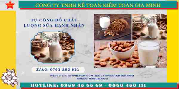 Tự công bố chất lượng sữa hạnh nhân 8 Tư vấn tự công bố sữa hạnh nhân