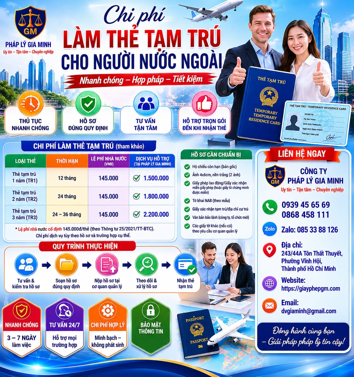 Chi phí làm thẻ tạm trú cho người nước ngoài
