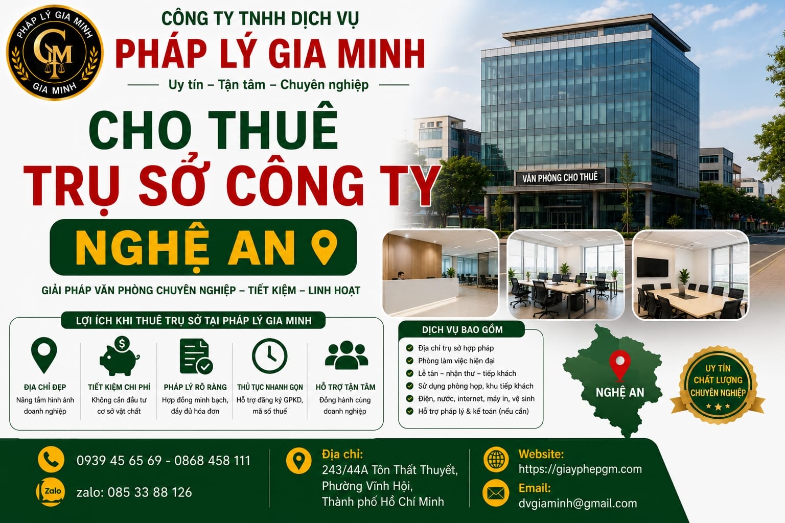 Cho thuê trụ sở công ty Nghệ An