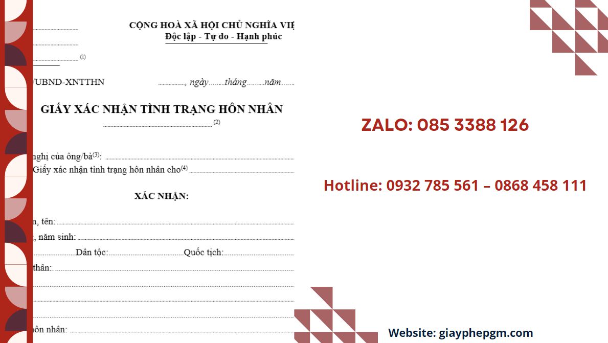giấy xác nhận độc thân