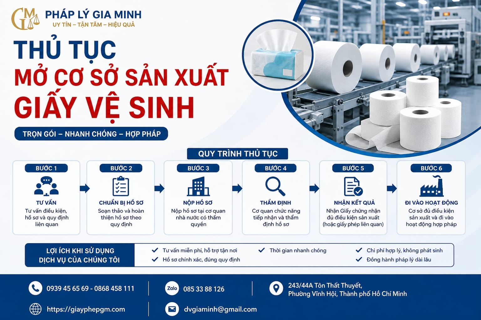 Thủ tục mở cơ sở sản xuất giấy vệ sinh