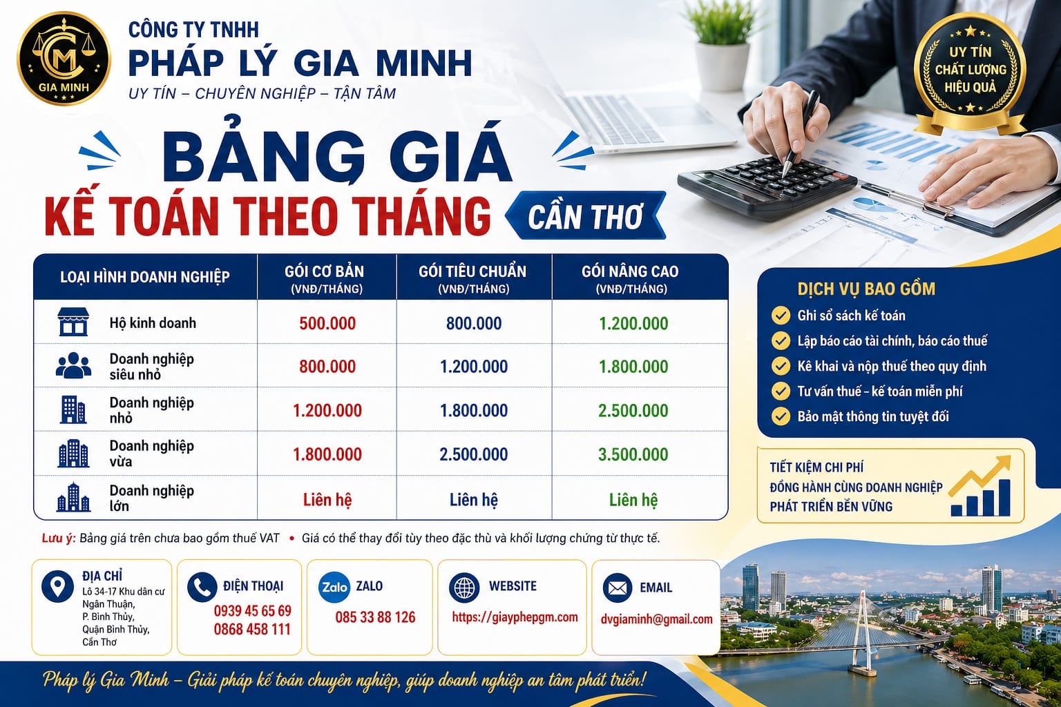Dịch vụ kế toán doanh nghiệp tại Cần Thơ chất lượng
