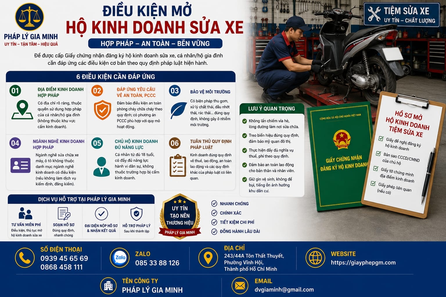 Điều kiện mở hộ kinh doanh sửa xe
