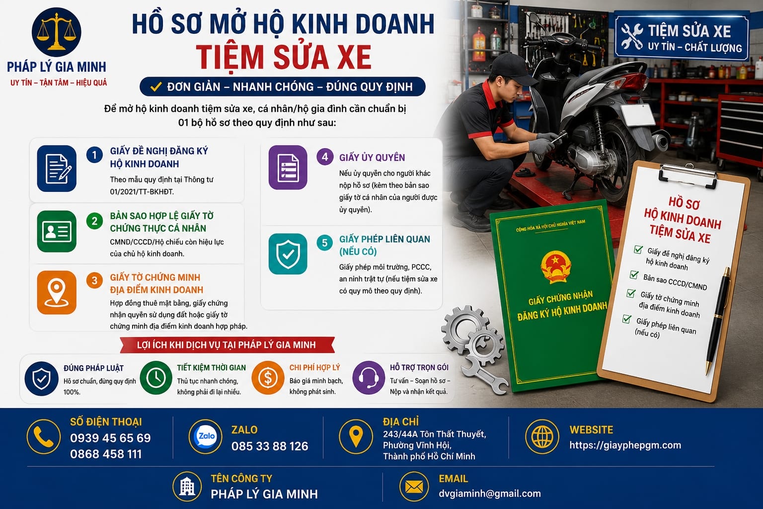 Hồ sơ mở hộ kinh doanh tiệm sửa xe