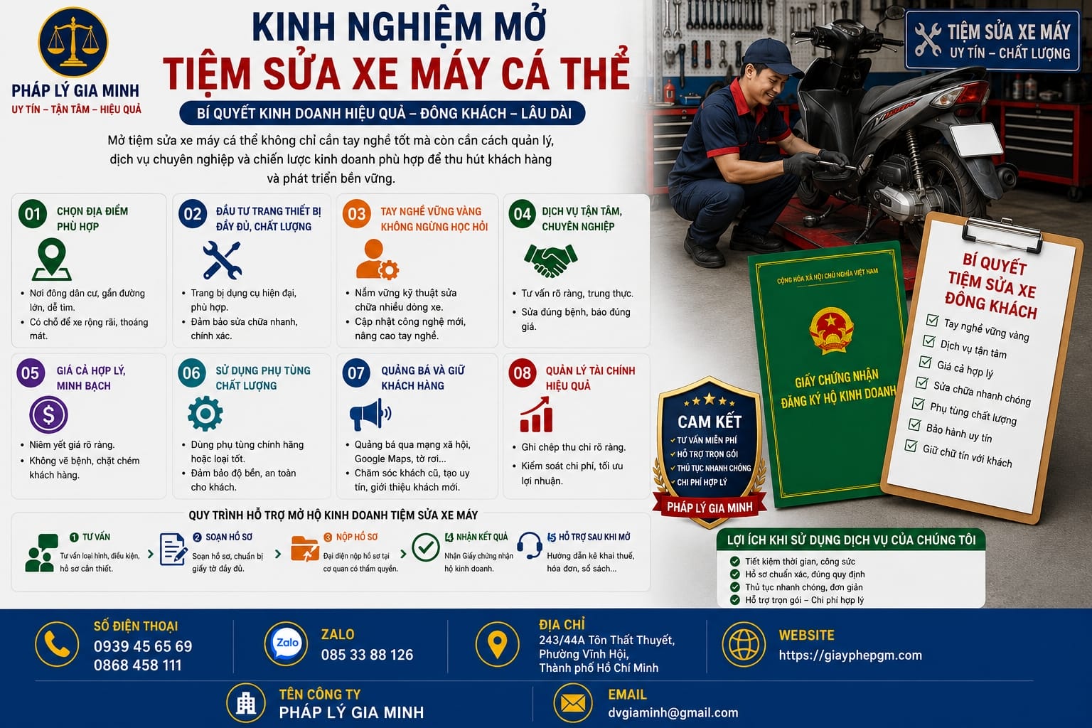 Kinh nghiệm mở tiệm sửa xe máy cá thể