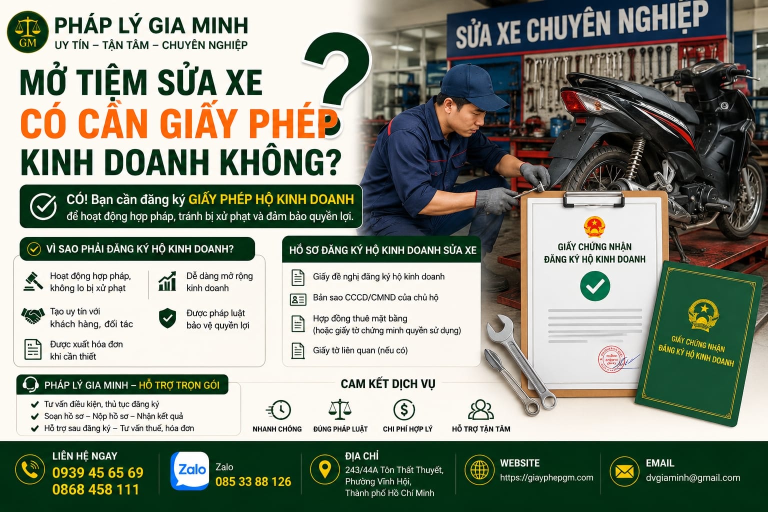 Mở tiệm sửa xe có cần giấy phép kinh doanh không?